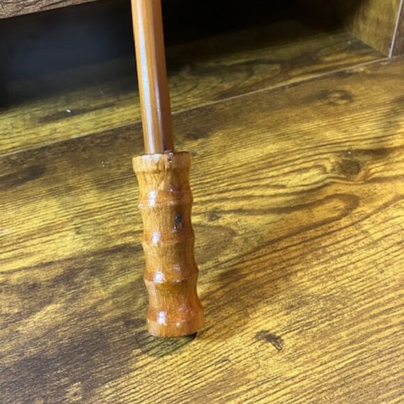 Vintage Transparent Red Fabric Parasol Floral with Butterflies Hand Painted 17"H - Picture 8 of 11